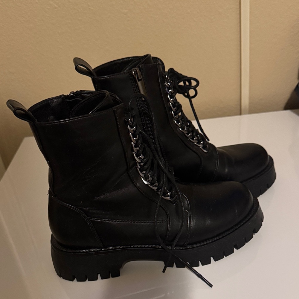 Fashion Nova Black Moto Boots